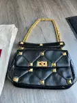 Roman Stud Quilted Crossbody Bag - black