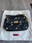 Roman Stud Quilted Crossbody Bag - black