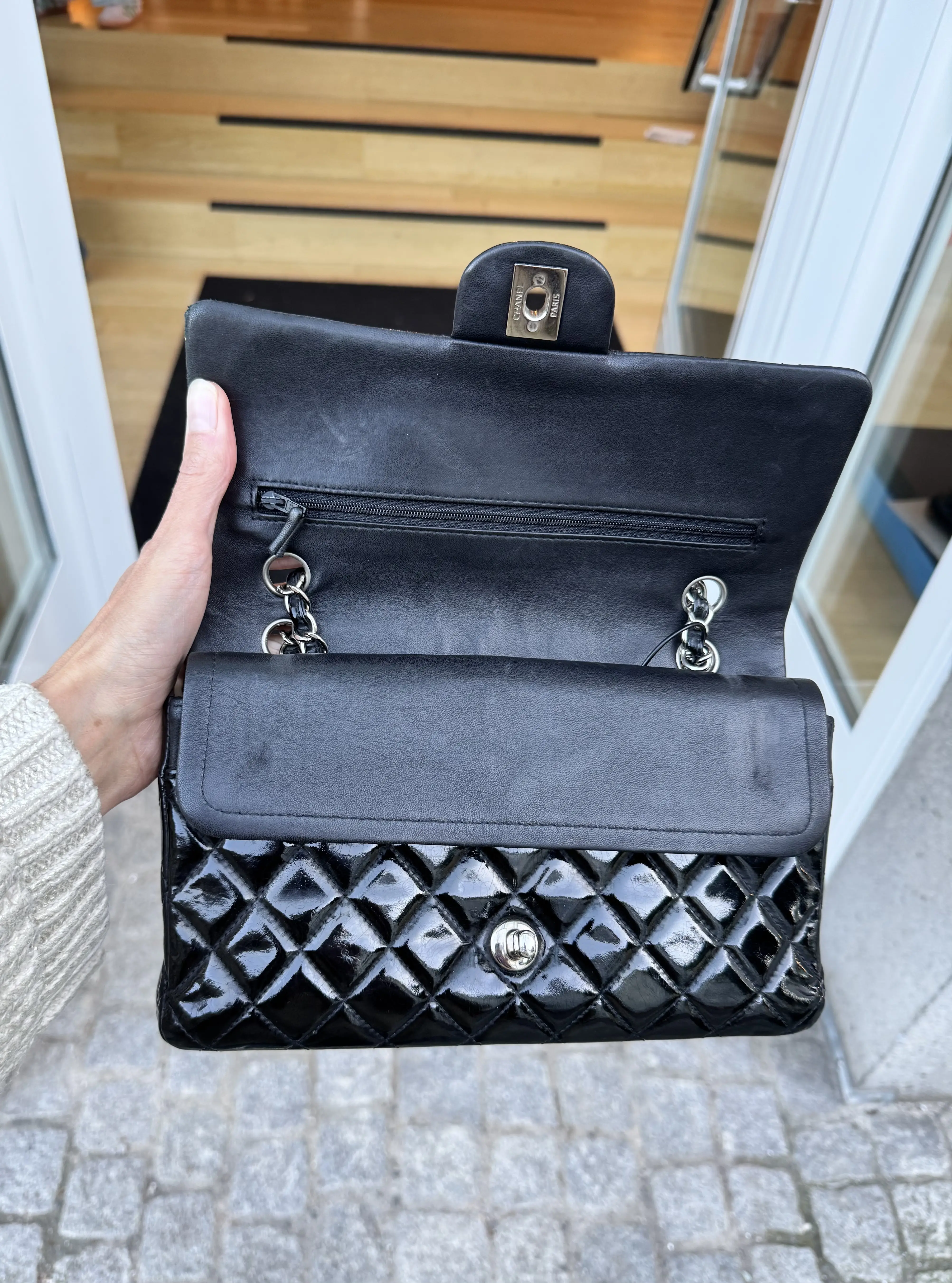 Chanel Double Flap Medium in Patentleder | Marché LOOP