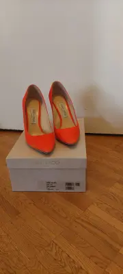 JIMMY CHOO ROMY 100 SUEDE POP ORANGE | Marché LOOP